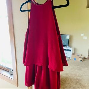 Red loose halter romper